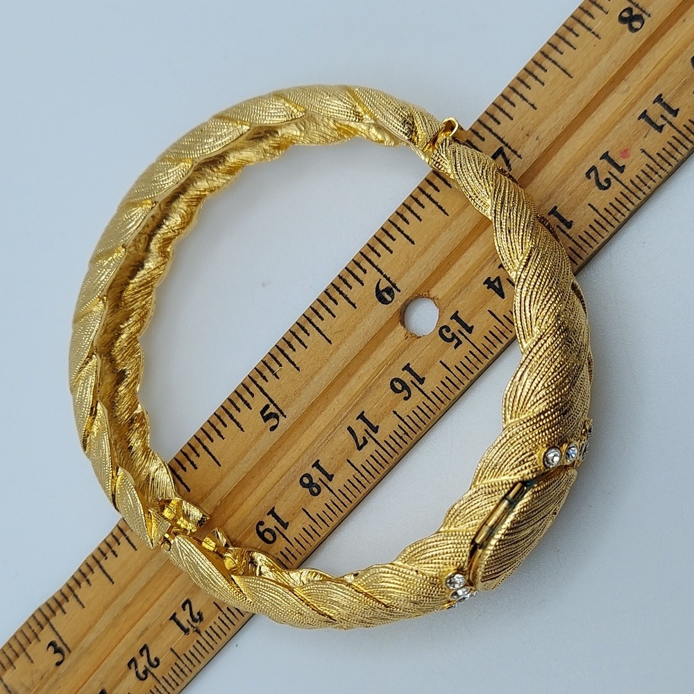 Camrose & Kross JBK Goldtone Rhinestine Hinged Cuff Bracelet w/ Locket, VGC. - Picture 11 of 15